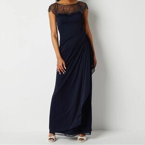 Dj Jaz Women's Sleeveless Embellished Evening Gown - NAVY
